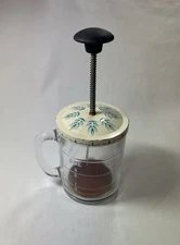 VTG Anchor Hocking Glass Food & Nut Chopper and Measuring Cup Androck Stainless