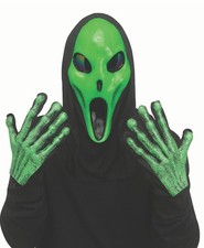 Alien Spawn Green Mask with Black Shroud  Green Gloves Set