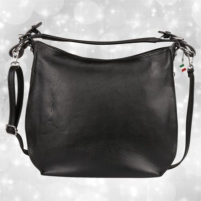 Florence Damen Schultertasche Leder Tasche schwarz OTF187S1
