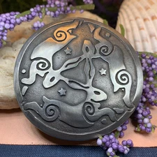 Triple Rabbit Brooch Pagan Wiccan Ladies Hare Celtic Pewter Pin