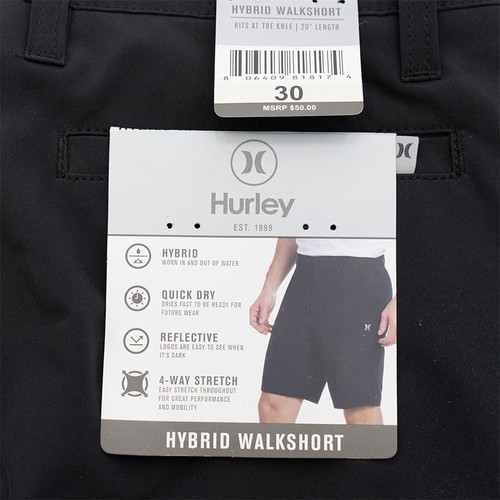 Hurley Mens Shorts Quick Dry Polyester Regular Stretch Summer Beach Half Pants - Picture 8 of 29