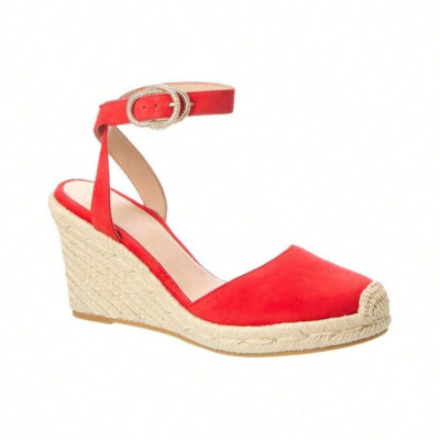 Stuart Weitzman Crystal Buckle Suede Espadrille Wedge  display picture 1