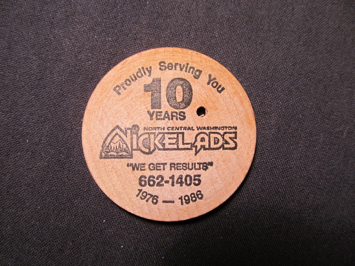 1986 Wenatchee, Washington Wooden Nickel Token- North Central WA Nicke