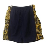 St John's Bay Swim Trunks Mens Blue Yellow M Lined Pockets Elastic Drawstring