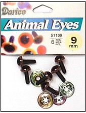 Darice Animal DOLL Craft Puppet 12 EYES and Metal Washers 9mm BROWN 2 bags of 6