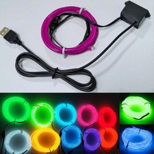 16FT Neon LED Light Glow EL Wire String Strip DIY Rope Tube Car Party Bar Decor
