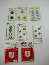 8 New Old Stock Buttons On Cards Mixed Lot of Wide Variety Brands Years Styles