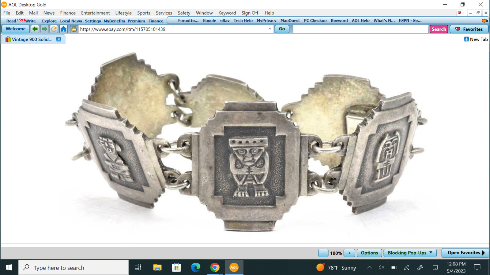 Vintage 900 Solid Silver Shadowbox Design Inca or… - image 1