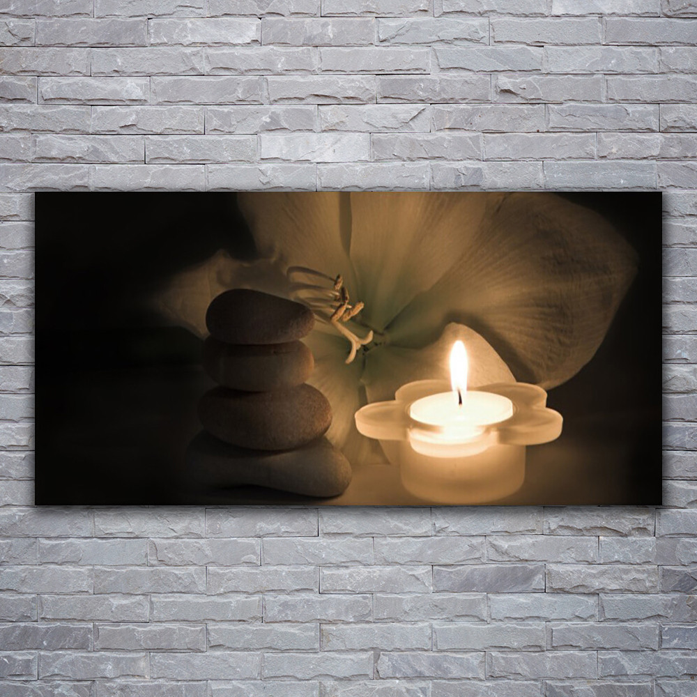 Tableau sur verre haut de gamme Tulup motif galets et fleurs de lotus