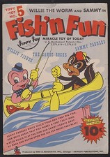 Willie the Worm and Sammy in Fish'n Fun Unused Paper Toy, Excellent