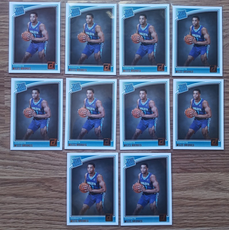 2018-19 Donruss Miles Bridges Rated RC #172 10 Card Lot Charlotte Hornets Mint