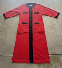 Vintage Saks Fifth Avenue Robes of California Red Terry Cloth 1/2 Zip Robe Sz XL