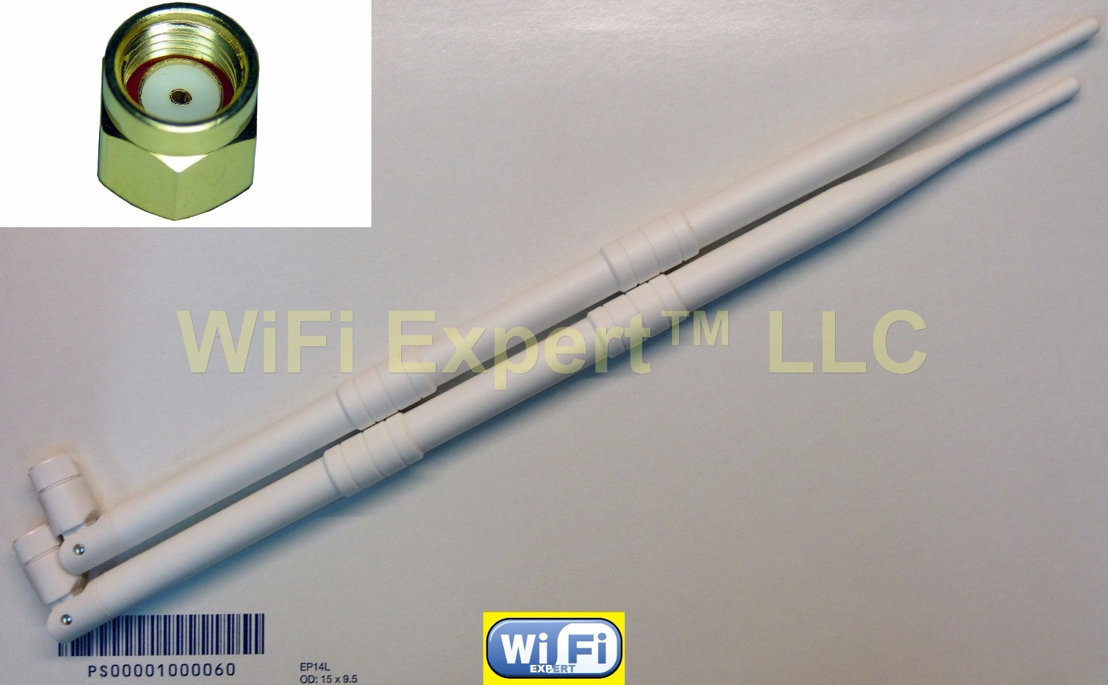 White 2 x 9dBi RP-SMA WiFi Antennas 2.4 Ghz 5.8 Ghz Linksys D-Link Asus Netgear