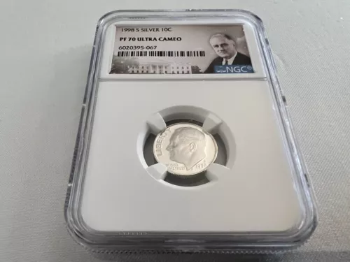 1998-S SILVER ROOSEVELT DIME NGC PF70 ULTRA CAMEO "PORTRAIT LABEL" TOP POP