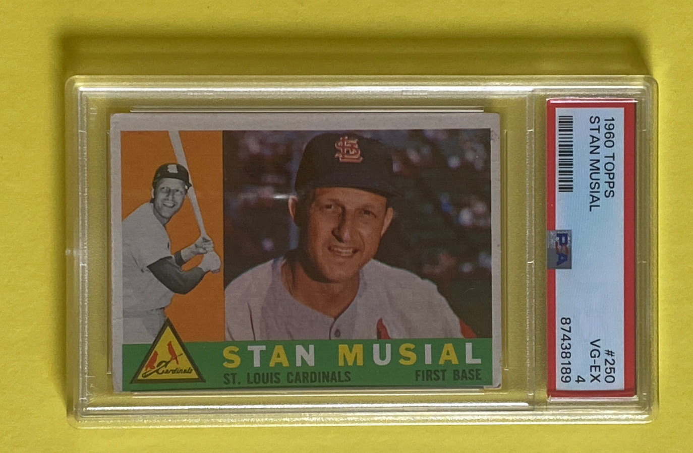 STAN MUSIAL 1960 TOPPS BASEBALL CARD #250 PSA 4 VERY GOOD TO EXCELLENT HOF STL.