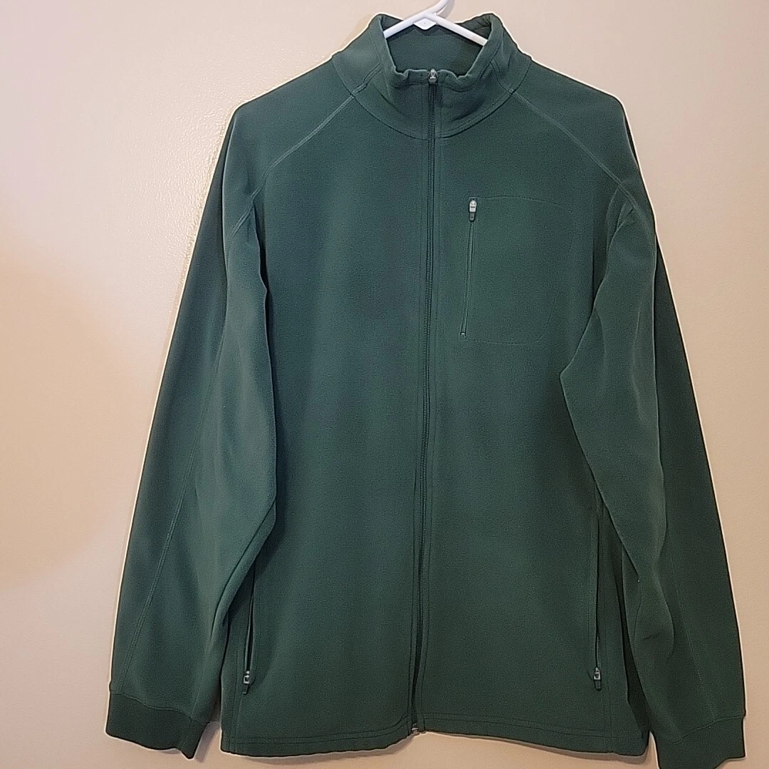 L.L. Bean Jacket Adult Large Green Fleece Full Zip Mock Neck Long Sleeve Mens image 2