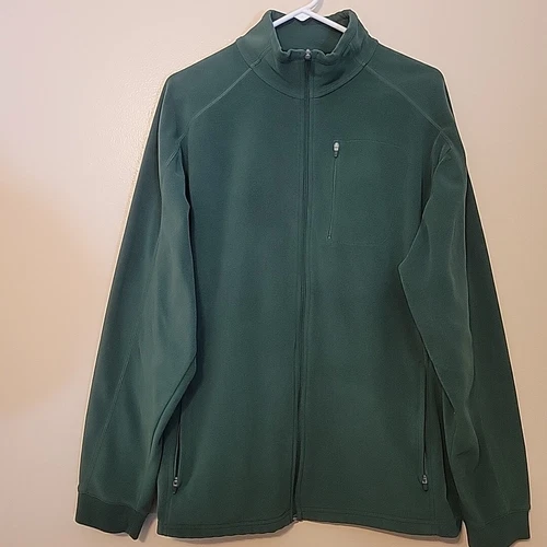 L.L. Bean Jacket Adult Large Green Fleece Full Zip Mock Neck Long Sleeve Mens image 2