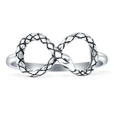 Snake Infinity Oxidized Ring 925 Sterling Silver 8.2mm