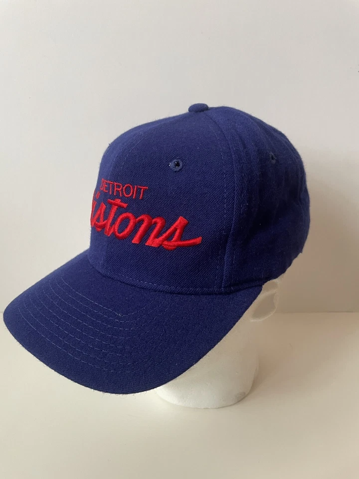 De colección Detroit Pistons Lana Cúpula Snapback Sombrero Escritura Deportes Especialidades Azul Foto 2 de 4