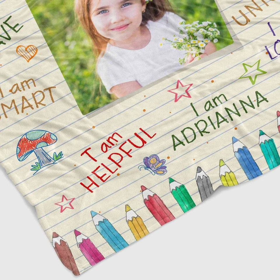 Personalized Kid Blanket, Kid Affirmations Blanket, Custom Photo Baby Blanket - Image 2 of 4