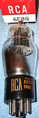 1 NOS RCA 6F8-G Vacuum Tube - 1963 Vintage Black Plate Audio Twin Triode
