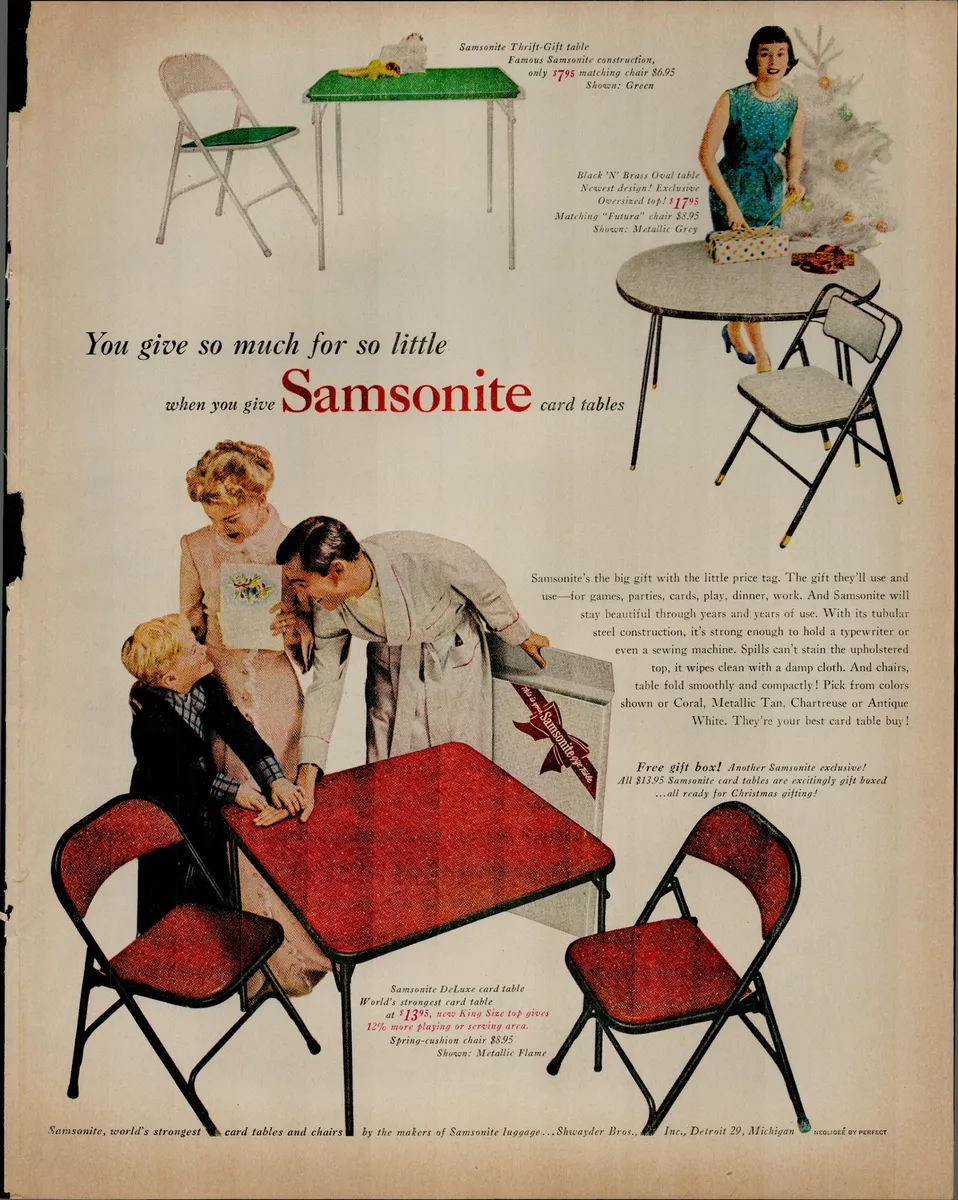 Samsonite card sales table