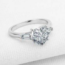 Heart Shape 2.80Ct Diamond 14k White Gold Engagement Ring Simulated in Size 9.5