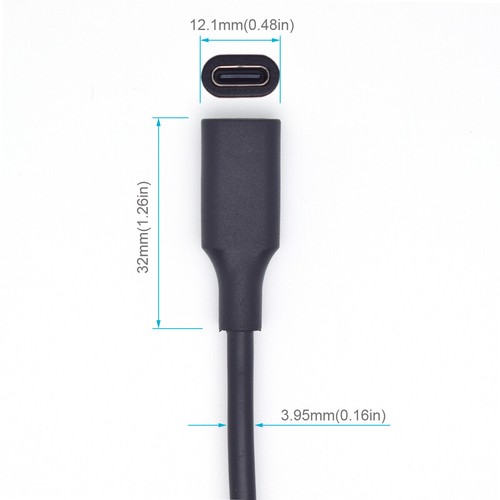 6pcs 1M/3.3FT USB C Type C Female Jack 2 wire Bare Pigtail Cable 22AWG Black - 第 4/7 張圖片