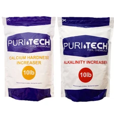 Puri Tech Chemical 10 lb Calcium Hardness Increaser & 10 lb Alkalinity Increaser