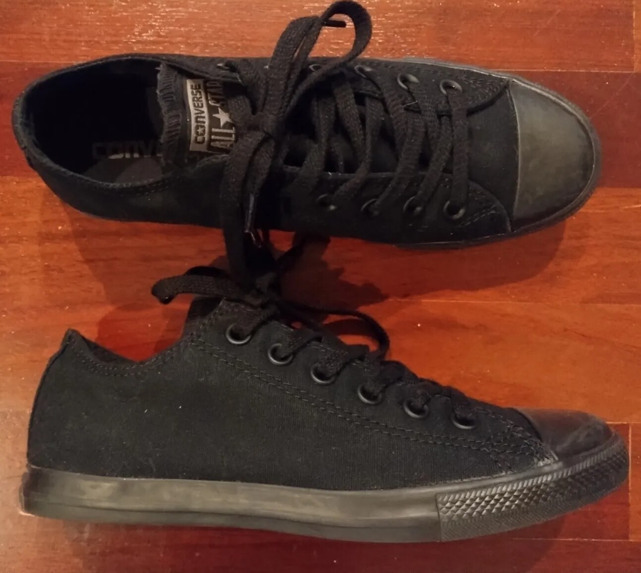 Converse All Star Unisex Low Top Black Canvas Sneakers - Women 6.5 Men 5-image