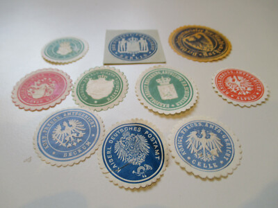 10 seal stamps vignettes seal - Celle Beckum Berlin Aachen Alfeld Anhalt