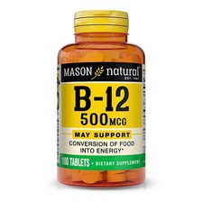 Mason Natural Vitamin B12 500 mcg with Calcium - Improved Energy, 100 Tablets