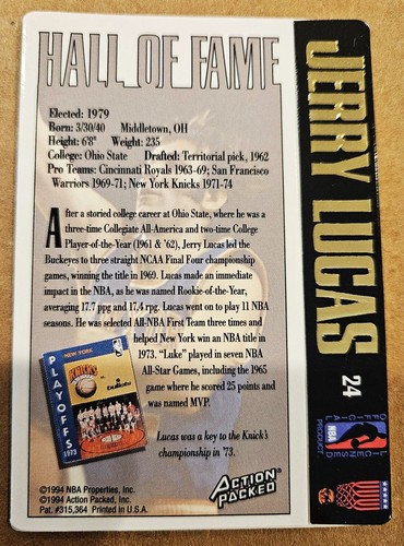 Tarjeta de Jerry Lucas 1994 autografiada llena de acción #24 - Imagen 2 de 2