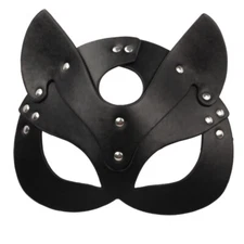 Leather Cat Mask plus Faux Leather Collar