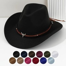 Western Cowboy Hat   Cowboy Cowgirl Rodeo Style with Bull Skull Accent  Unisex