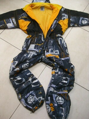 KIDS VINTAGE RETRO SKI SUIT 13 14 years ladies 4 6 80s yellow black IMPIDIMPI 