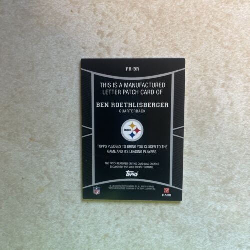 2009 Topps Football Manufactured NFL Letter Patch #PR-BR Ben Roethlisberger - Picture 2 of 7