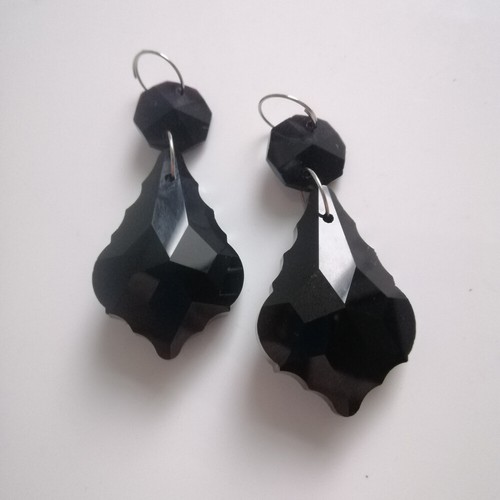 10Pcs Black Maple Leaf Crystal Glass Beads Prisms Chandelier Lamp Parts Pendant - Picture 4 of 15