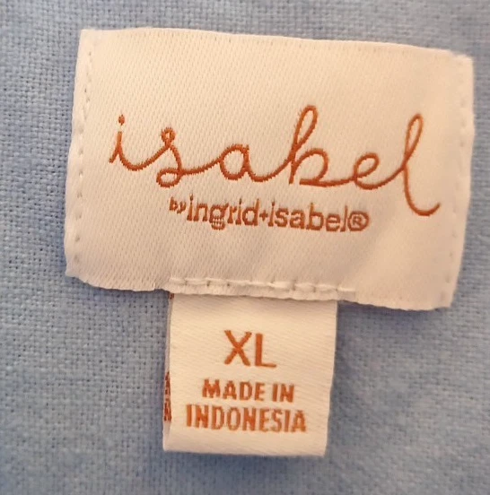 Isabel Maternity Baby Lt Blue Linen Blend Shirtdress Modest Sz XL Midi - Image 3 of 4