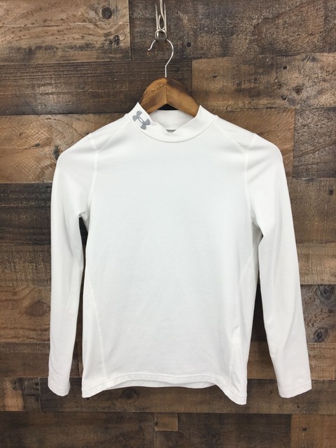 Under Armour Cold Gear White Fitted Long Sleeve Mock Neck Shirt Size Youth L | eBay