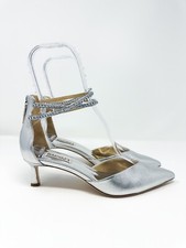 Badgley Mischka Women's Lilibeth Pointed Toe Ankle Strap Pumps Silmet 8 US 245