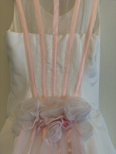 Vintage Pink/White Wedding Dress Sleveless Lace Appliques A Line Bridal PETITES