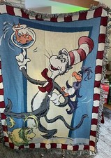 Dr. Suess Cat in the Hat Woven Blanket - Approx. 53" x71" - NEW - FREE SHIPPING