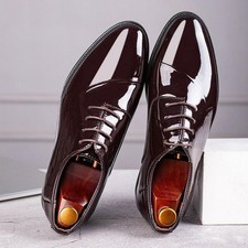 Men's Patent Leather Dress Shoes Formal Shiny Wedding Prom Oxfords