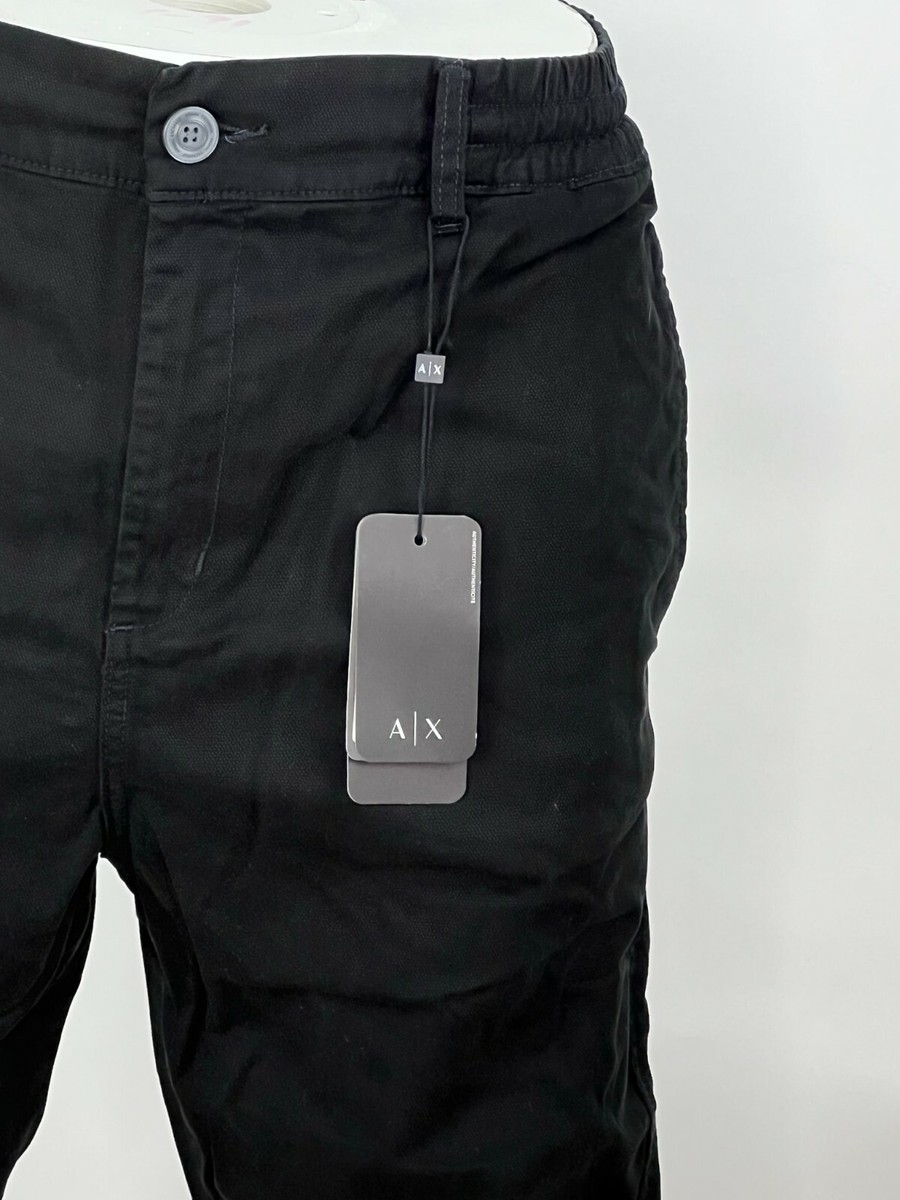 ARMANI EXCHANGE Zip Pocket Elastic Waist Slim Fit Pant Black