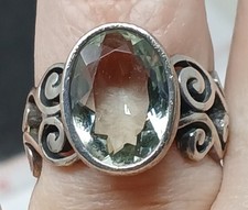 Sterling Silver Filigree Scroll Ring Blue Topaz Size 8 Elegant Statement RB1-8