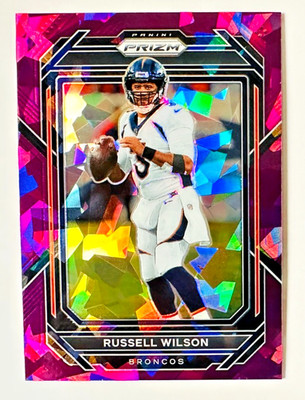 2022 Panini Prizm Russell Wilson PURPLE Cracked Ice Prizm Card SP #/225 Broncos!