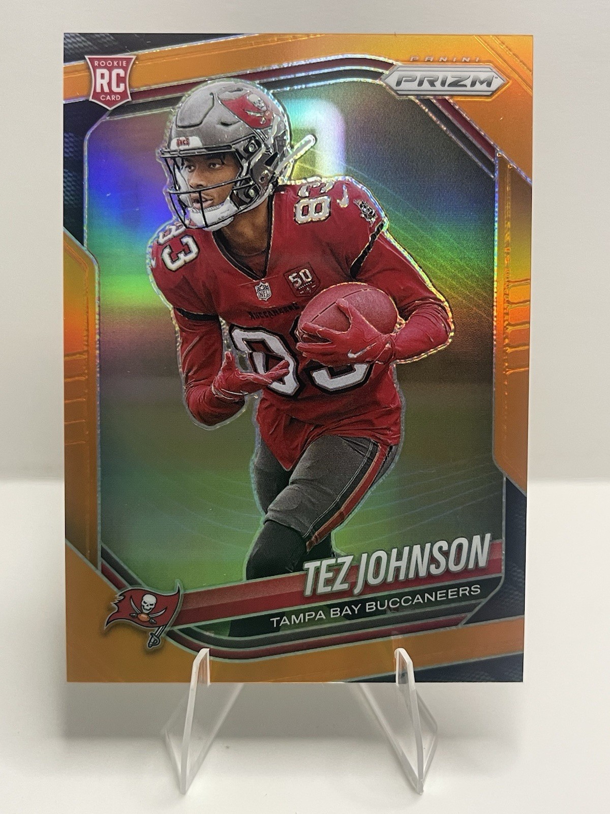 2025 Panini Prizm - Rookies Tez Johnson #381 Orange Prizm /249 (RC)