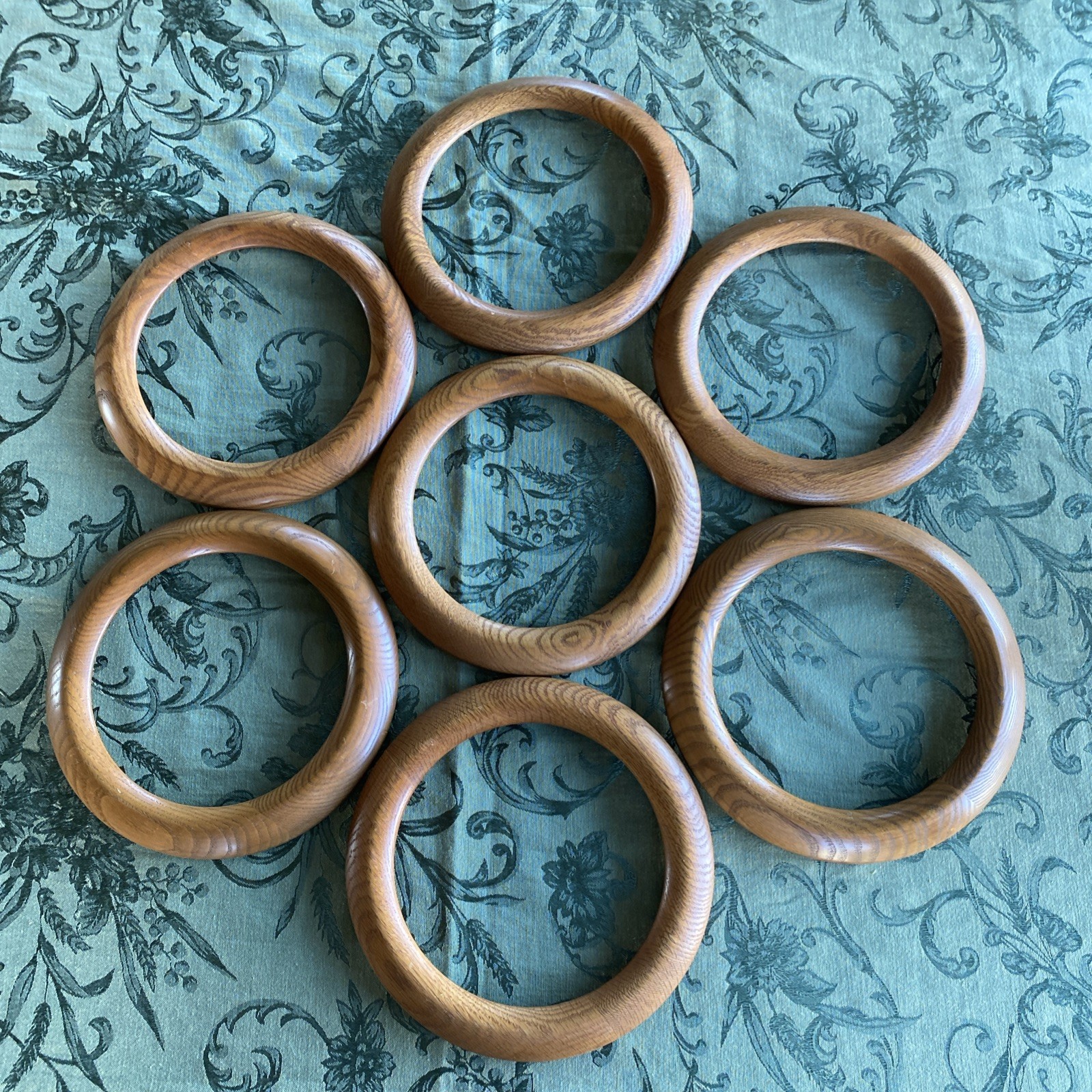 7 Vintage Bard's #782 Oak Wood  Round Plate Frames 10"