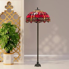 Red Tiffany Style Handcrafted Glass Floor Lamp 16x66 inch